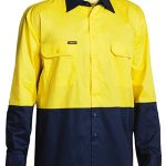 Bisley Drill Shirt, Yellow/Navy